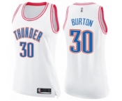 Women's Oklahoma City Thunder #30 Deonte Burton Swingman White Pink Fashion Basketball Jersey