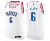 Women's Oklahoma City Thunder #6 Hamidou Diallo Swingman White Pink Fashion Basketball Jersey