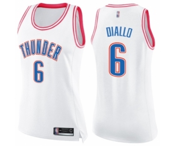 Women's Oklahoma City Thunder #6 Hamidou Diallo Swingman White Pink Fashion Basketball Jersey