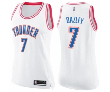 Women's Oklahoma City Thunder #7 Darius Bazley Swingman White Pink Fashion Basketball Jersey