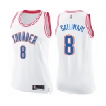 Women's Oklahoma City Thunder #8 Danilo Gallinari Swingman White Pink Fashion Basketball Jersey