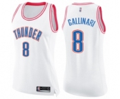 Women's Oklahoma City Thunder #8 Danilo Gallinari Swingman White Pink Fashion Basketball Jersey