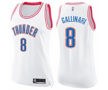 Women's Oklahoma City Thunder #8 Danilo Gallinari Swingman White Pink Fashion Basketball Jersey