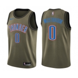 Youth Nike Oklahoma City Thunder #0 Russell Westbrook Swingman Green Salute to Service NBA Jersey