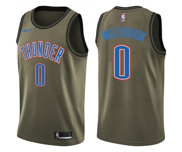 Youth Nike Oklahoma City Thunder #0 Russell Westbrook Swingman Green Salute to Service NBA Jersey