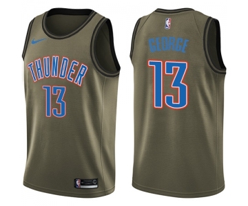 Youth Nike Oklahoma City Thunder #13 Paul George Swingman Green Salute to Service NBA Jersey