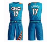 Youth Oklahoma City Thunder #17 Dennis Schroder Swingman Turquoise Basketball Suit Jersey - City Edition