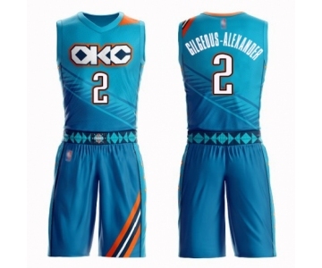 Youth Oklahoma City Thunder #2 Shai Gilgeous-Alexander Swingman Turquoise Basketball Suit Jersey - City Edition