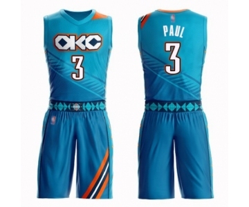 Youth Oklahoma City Thunder #3 Chris Paul Swingman Turquoise Basketball Suit Jersey - City Edition