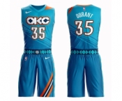 Youth Oklahoma City Thunder #35 Kevin Durant Swingman Turquoise Basketball Suit Jersey - City Edition