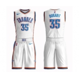 Youth Oklahoma City Thunder #35 Kevin Durant Swingman White Basketball Suit Jersey - Association Edition