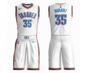 Youth Oklahoma City Thunder #35 Kevin Durant Swingman White Basketball Suit Jersey - Association Edition