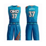 Youth Oklahoma City Thunder #37 Kevin Hervey Swingman Turquoise Basketball Suit Jersey - City Edition