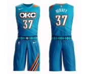 Youth Oklahoma City Thunder #37 Kevin Hervey Swingman Turquoise Basketball Suit Jersey - City Edition