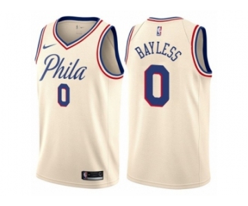 Men Nike Philadelphia 76ers #0 Jerryd Bayless Authentic Cream NBA Jersey - City Edition