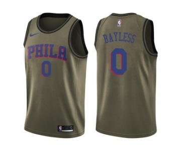 Men Nike Philadelphia 76ers #0 Jerryd Bayless Green Salute to Service NBA Swingman Jersey