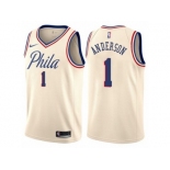 Men Nike Philadelphia 76ers #1 Justin Anderson Authentic Cream NBA Jersey - City Edition