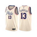 Men Nike Philadelphia 76ers #13 Wilt Chamberlain Authentic Cream NBA Jersey - City Edition