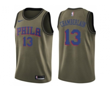 Men Nike Philadelphia 76ers #13 Wilt Chamberlain Green Salute to Service NBA Swingman Jersey