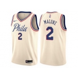 Men Nike Philadelphia 76ers #2 Moses Malone Authentic Cream NBA Jersey - City Edition