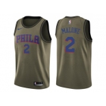 Men Nike Philadelphia 76ers #2 Moses Malone Green Salute to Service NBA Swingman Jersey