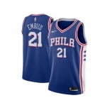 Men Nike Philadelphia 76ers #21 Joel Embiid Blue Stitched NBA Swingman Jersey