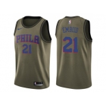 Men Nike Philadelphia 76ers #21 Joel Embiid Green Salute to Service NBA Swingman Jersey