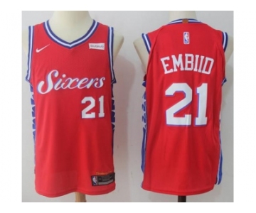 Men Nike Philadelphia 76ers #21 Joel Embiid Red NBA Swingman Jersey