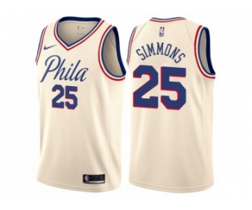 Men Nike Philadelphia 76ers #25 Ben Simmons Authentic Cream NBA Jersey - City Edition