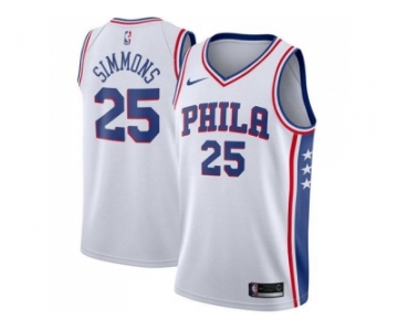 Men Nike Philadelphia 76ers #25 Ben Simmons White Stitched NBA Swingman Jersey