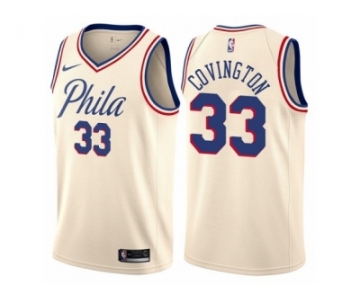 Men Nike Philadelphia 76ers #33 Robert Covington Authentic Cream NBA Jersey - City Edition