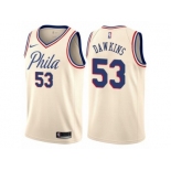 Men Nike Philadelphia 76ers #53 Darryl Dawkins Authentic Cream NBA Jersey - City Edition