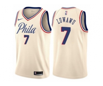 Men Nike Philadelphia 76ers #7 Timothe Luwawu Authentic Cream NBA Jersey - City Edition