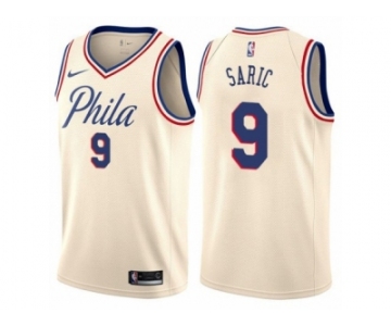 Men Nike Philadelphia 76ers #9 Dario Saric Authentic Cream NBA Jersey - City Edition