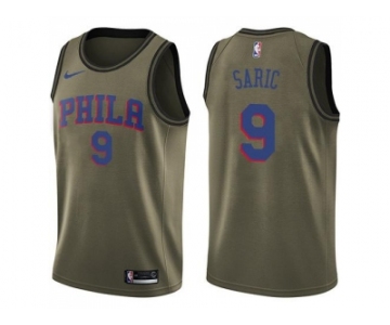 Men Nike Philadelphia 76ers #9 Dario Saric Green Salute to Service NBA Swingman Jersey