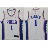 Men Philadelphia 76ers #1 James Harden association edition white Stitched jersey