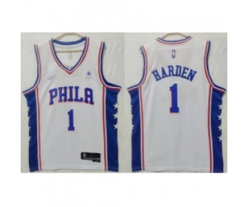 Men Philadelphia 76ers #1 James Harden association edition white Stitched jersey