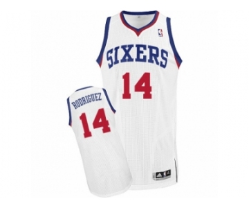 Men's Adidas Philadelphia 76ers #14 Sergio Rodriguez Authentic White Home NBA Jersey