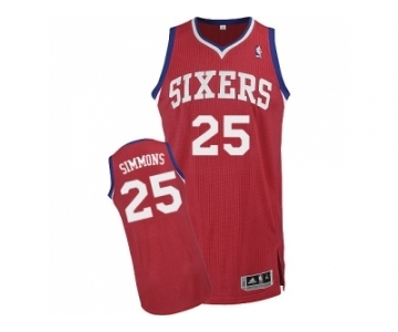 Men's Adidas Philadelphia 76ers #25 Ben Simmons Authentic Red Road NBA Jersey