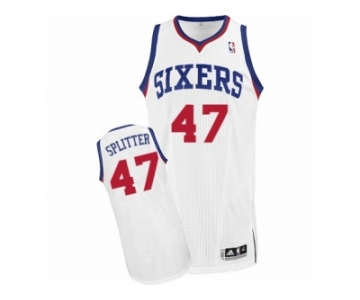 Men's Adidas Philadelphia 76ers #47 Tiago Splitter Authentic White Home NBA Jersey