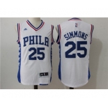 Men's NBA Philadelphia 76ers #25 Ben Simmons White Jerseys