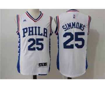 Men's NBA Philadelphia 76ers #25 Ben Simmons White Jerseys