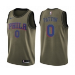 Men's Nike Philadelphia 76ers #0 Justin Patton Swingman Green Salute to Service NBA Jersey