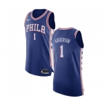 Men's Nike Philadelphia 76ers #1 Justin Anderson Authentic Blue Road NBA Jersey - Icon Edition