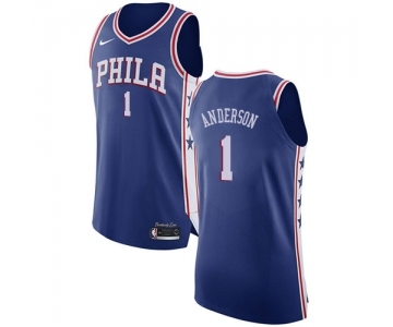 Men's Nike Philadelphia 76ers #1 Justin Anderson Authentic Blue Road NBA Jersey - Icon Edition