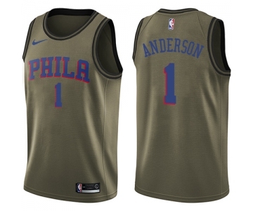 Men's Nike Philadelphia 76ers #1 Justin Anderson Swingman Green Salute to Service NBA Jersey