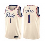 Men's Nike Philadelphia 76ers #1 Landry Shamet Authentic Cream NBA Jersey - City Edition