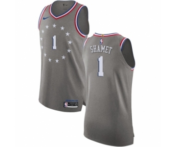 Men's Nike Philadelphia 76ers #1 Landry Shamet Authentic Gray NBA Jersey - City Edition