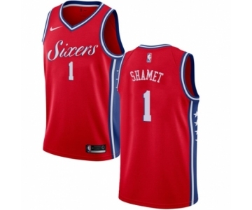 Men's Nike Philadelphia 76ers #1 Landry Shamet Authentic Red NBA Jersey Statement Edition