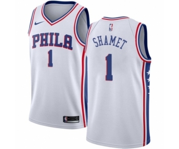 Men's Nike Philadelphia 76ers #1 Landry Shamet Authentic White NBA Jersey - Association Edition